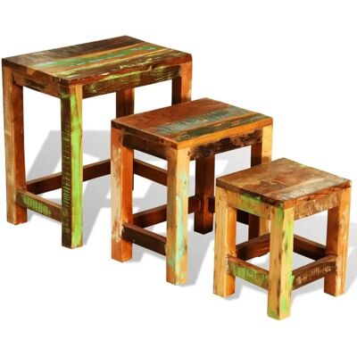 Maisonchic Model 897223 - Set of 3 Vintage Wooden Side Tables Maisonchic Model 897223 - Set of 3 Vintage Wooden Side Tables