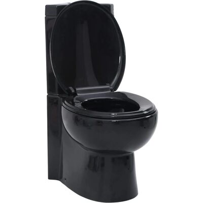 vidaXL WC Ceramic Bathroom Corner Toilet Black Soft-close Seat Water Saving - Toilet vidaXL WC Ceramic Bathroom Corner Toilet Black Soft-close Seat Water Saving - Toilet