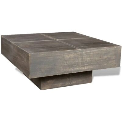 vidaXL Mangohouten Salontafel Donkerbruin - Vierkant Retro Design vidaXL Mangohouten Salontafel Donkerbruin - Vierkant Retro Design