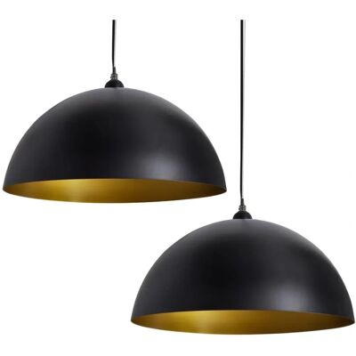 vidaXL Deckenleuchte 2 Stück Höhenverstellbar Halbkugelförmig Schwarz - Deckenlampe vidaXL Deckenleuchte 2 Stück Höhenverstellbar Halbkugelförmig Schwarz - Deckenlampe