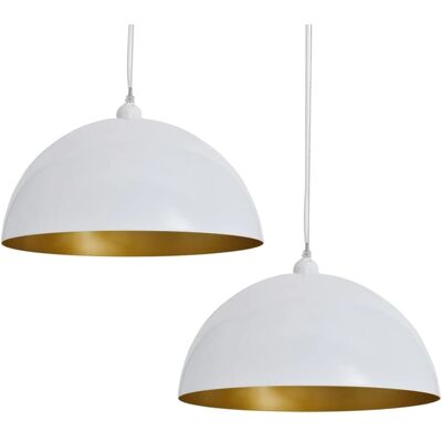 vidaXL Deckenlampe 2 Stück Höhenverstellbar Halbkugelform Weiß - Deckenleuchte vidaXL Deckenlampe 2 Stück Höhenverstellbar Halbkugelform Weiß - Deckenleuchte