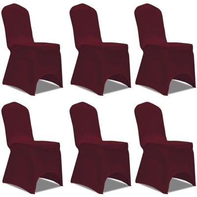 Housse de chaise extensible bordeaux vidaXL - 6 pcs - Publicité Housse de chaise extensible bordeaux vidaXL - 6 pcs - Publicité