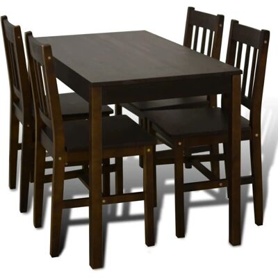 vidaXL 241221 Houten Eettafelset - Rechthoekige Tafel met 4 Stoelen vidaXL 241221 Houten Eettafelset - Rechthoekige Tafel met 4 Stoelen