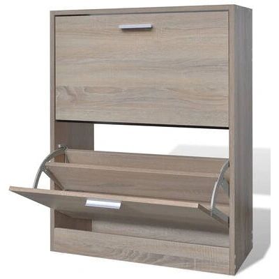 vidaXL Holz Schuhschrank mit 2 Fächern - Schuhorganizer vidaXL Holz Schuhschrank mit 2 Fächern - Schuhorganizer