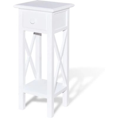 VidaXL 241147 Witte Bijzettafel met Laden - Salontafel VidaXL 241147 Witte Bijzettafel met Laden - Salontafel