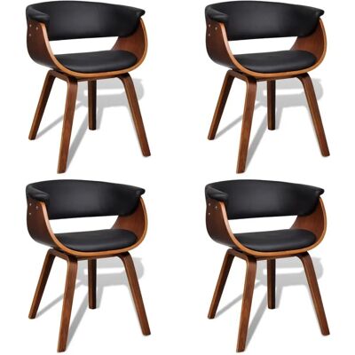 vidaXL 270547 Bogenstuhl aus Holz und Leder - 4er-Set vidaXL 270547 Bogenstuhl aus Holz und Leder - 4er-Set