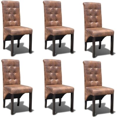 VidaXL 270554 chaise de salle à manger - Bois, Polyester, Simili daim VidaXL 270554 chaise de salle à manger - Bois, Polyester, Simili daim