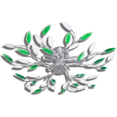 vidaXL Deckenlampe Grün & Weiß mit Acryl-Kristallblattarmen - Deckenleuchte vidaXL Deckenlampe Grün & Weiß mit Acryl-Kristallblattarmen - Deckenleuchte