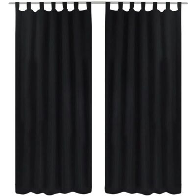 vidaXL 2x Mikrosatin-Vorhänge mit Schlaufen 140x175cm Schwarz - Vorhänge vidaXL 2x Mikrosatin-Vorhänge mit Schlaufen 140x175cm Schwarz - Vorhänge