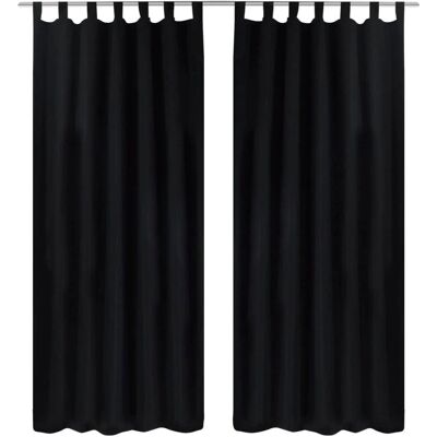 vidaXL Tende in microsatin con anelli - 2 pezzi nere - Tende vidaXL Tende in microsatin con anelli - 2 pezzi nere - Tende