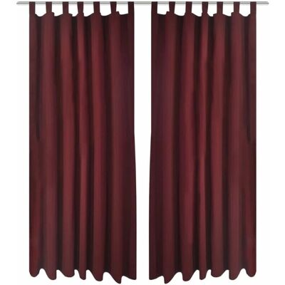 vidaXL 2x Mikrosatiini Verhot sidottuna Bordeaux - Verhot vidaXL 2x Mikrosatiini Verhot sidottuna Bordeaux - Verhot