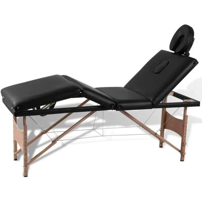 vidaXL Foldbar massagetafel 4 zoner med træramme - Sort vidaXL Foldbar massagetafel 4 zoner med træramme - Sort