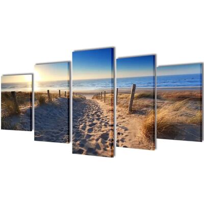 vidaXL Leinwand Wandbild-Set Sandstrand 200x100cm - Wandkunst vidaXL Leinwand Wandbild-Set Sandstrand 200x100cm - Wandkunst