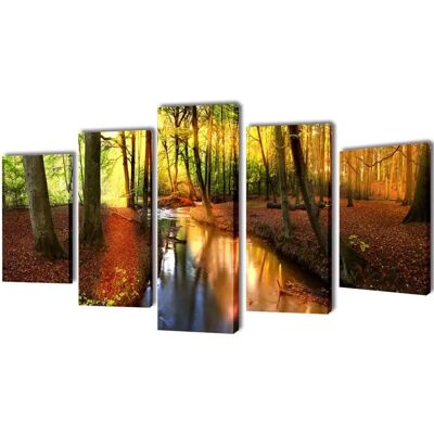 vidaXL Art mural toile forêt - 5 panneaux, 100x50cm - Publicité vidaXL Art mural toile forêt - 5 panneaux, 100x50cm - Publicité