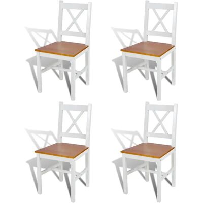 vidaXL 241513 Sedie da pranzo in pino bianco e naturale - Sedia da pranzo vidaXL 241513 Sedie da pranzo in pino bianco e naturale - Sedia da pranzo
