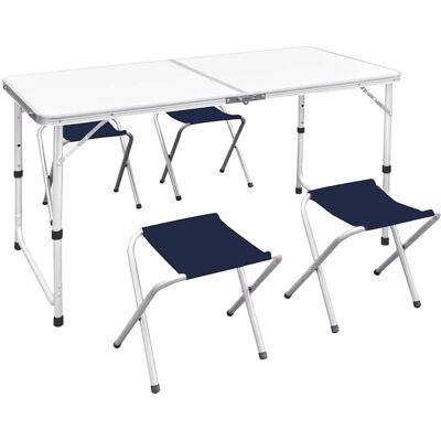 vidaXL Foldbar campingbordssæt med 4 skamler vidaXL Foldbar campingbordssæt med 4 skamler