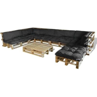 vidaXL Schwarzes Massivholz Kiefer und Polyester Gartenmöbel-Set vidaXL Schwarzes Massivholz Kiefer und Polyester Gartenmöbel-Set