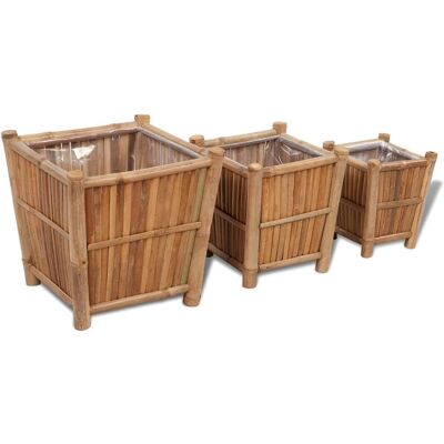 vidaXL Bambus Hochbeet - 3 Stück - Garten Pflanzgefäße vidaXL Bambus Hochbeet - 3 Stück - Garten Pflanzgefäße