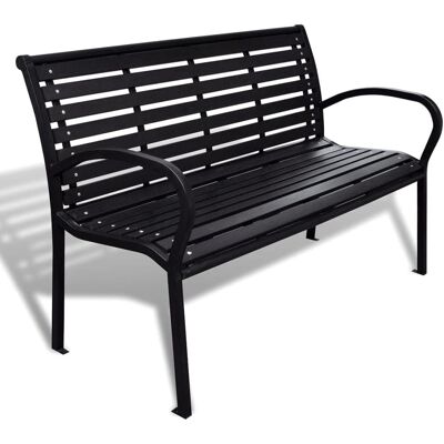 vidaXL Ławka ogrodowa 125cm Stal i WPC Czarna na zewnątrz vidaXL Ławka ogrodowa 125cm Stal i WPC Czarna na zewnątrz