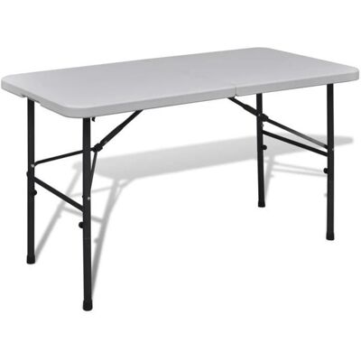 vidaXL 122cm Klapptisch für Garten - Weiß - Tragbarer Tisch für Außen vidaXL 122cm Klapptisch für Garten - Weiß - Tragbarer Tisch für Außen