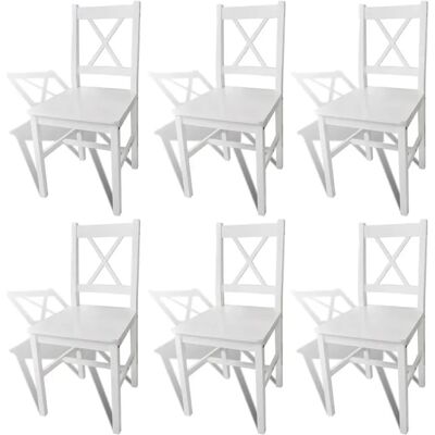 vidaXL 6x Dining Chairs White Wood - Dining Chairs vidaXL 6x Dining Chairs White Wood - Dining Chairs