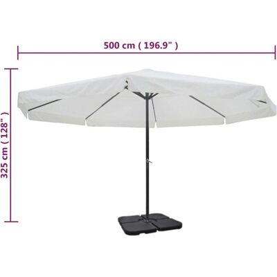 vidaXL Sonnenschirm mit Aluminiumrahmen - 3,25 m, Weiß, UV-beständig vidaXL Sonnenschirm mit Aluminiumrahmen - 3,25 m, Weiß, UV-beständig