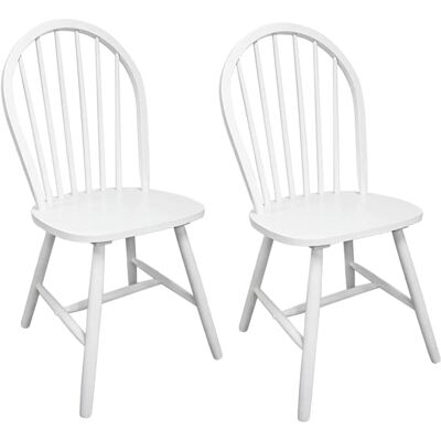 vidaXL 2 Witte houten eetkamerstoelen - Eetkamerstoelen vidaXL 2 Witte houten eetkamerstoelen - Eetkamerstoelen