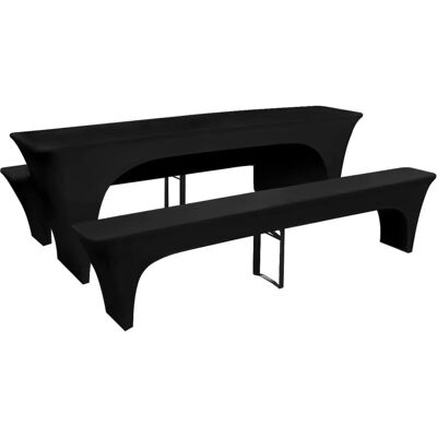 vidaXL 3 Cover voor Bier Tafel en Banken Stretch Zwart 220x70x80cm vidaXL 3 Cover voor Bier Tafel en Banken Stretch Zwart 220x70x80cm