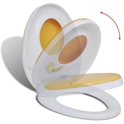 vidaXL Weiß & Gelb Toilettensitz mit Soft-close - Badezimmermöbel vidaXL Weiß & Gelb Toilettensitz mit Soft-close - Badezimmermöbel