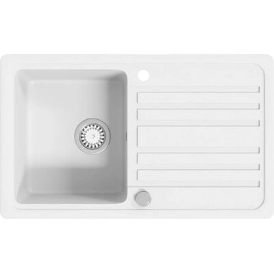 vidaXL Granite Kitchen Sink Single Basin - Reversible Cream White vidaXL Granite Kitchen Sink Single Basin - Reversible Cream White