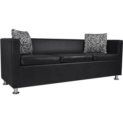VidaXL 242208 Sort sofa - 3-personers kunstlæder VidaXL 242208 Sort sofa - 3-personers kunstlæder
