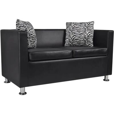 VidaXL 242209 canapé - Noir - Canapé 2 places VidaXL 242209 canapé - Noir - Canapé 2 places