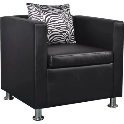 Fauteuil vidaXL - Simili cuir noir - Style cube moderne - Fauteuil - Publicité Fauteuil vidaXL - Simili cuir noir - Style cube moderne - Fauteuil - Publicité