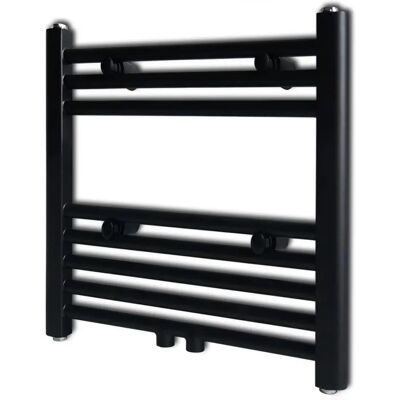 vidaXL Zwarte Stalen Handdoekradiator - Badkamer Verwarming - 480x480mm vidaXL Zwarte Stalen Handdoekradiator - Badkamer Verwarming - 480x480mm