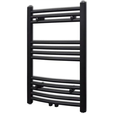 VidaXL Curved Steel Towel Rail Central Heating Bathroom Radiator Black - 500 x 764 mm VidaXL Curved Steel Towel Rail Central Heating Bathroom Radiator Black - 500 x 764 mm
