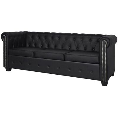 VIDAXL Modelo: Chesterfield, Cuero sintético, Sofá de 3 plazas - Sofá VIDAXL Modelo: Chesterfield, Cuero sintético, Sofá de 3 plazas - Sofá