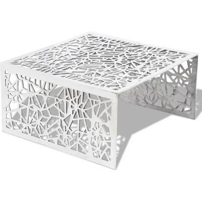 vidaXL Aluminium Kaffeetisch Beistelltisch Silber Geometrisches Lochmuster - Couchtisch vidaXL Aluminium Kaffeetisch Beistelltisch Silber Geometrisches Lochmuster - Couchtisch