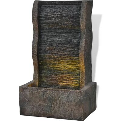vidaXL Innenraumbrunnen mit LED-Licht - Grau Topo - Wasser-Feature vidaXL Innenraumbrunnen mit LED-Licht - Grau Topo - Wasser-Feature
