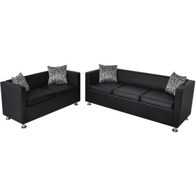VidaXL Sorte Sofa-Set - Moderne i Kunstlæder 2 & 3 Sæder VidaXL Sorte Sofa-Set - Moderne i Kunstlæder 2 & 3 Sæder