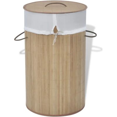 VidaXL 242723 Bamboe Wasmand - Rond Natuurlijk - Wasmand VidaXL 242723 Bamboe Wasmand - Rond Natuurlijk - Wasmand