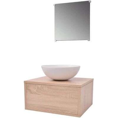 VidaXL Badeværelsesmøbel-Set - Væghængt, Beige VidaXL Badeværelsesmøbel-Set - Væghængt, Beige