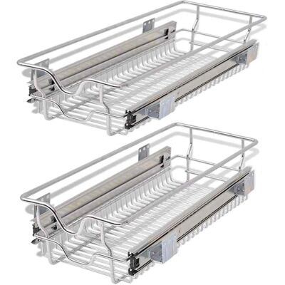 vidaXL Eingebauter Schubladenkorb ausziehbar 2 Stück Silber 300 mm - Küchenaufbewahrungskörbe vidaXL Eingebauter Schubladenkorb ausziehbar 2 Stück Silber 300 mm - Küchenaufbewahrungskörbe