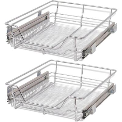vidaXL 2 pcs Pull-Out Wire Baskets Kitchen Storage - Kitchen Storage Baskets vidaXL 2 pcs Pull-Out Wire Baskets Kitchen Storage - Kitchen Storage Baskets