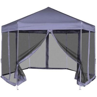 vidaXL Hexagonaler Pop-Up Pavillon mit 6 Seitenwänden Dunkelblau - Pavillon vidaXL Hexagonaler Pop-Up Pavillon mit 6 Seitenwänden Dunkelblau - Pavillon