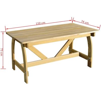 vidaXL Mebel Ogrodowy - Drewno Sosnowe - 150x74x75cm - Rustykalny Urok vidaXL Mebel Ogrodowy - Drewno Sosnowe - 150x74x75cm - Rustykalny Urok