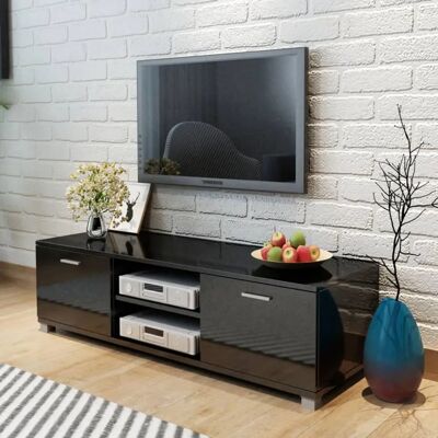 vidaXL Meuble TV Laqué Noir 140x40.5x35 cm - TV Cabinet - Publicité vidaXL Meuble TV Laqué Noir 140x40.5x35 cm - TV Cabinet - Publicité