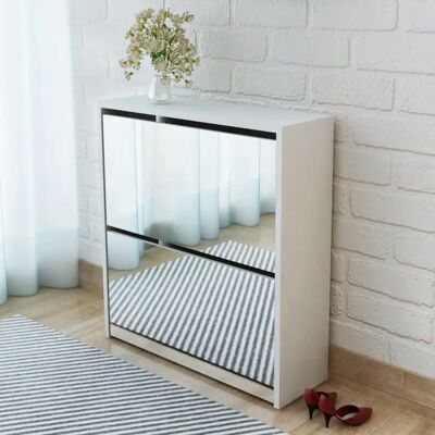 vidaXL 243046 Schuhschrank - Wandmontage, 2 Schubladen, Weiß, 63x17x67 cm vidaXL 243046 Schuhschrank - Wandmontage, 2 Schubladen, Weiß, 63x17x67 cm