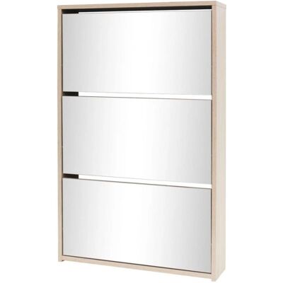 vidaXL Schuhschrank mit 3 Schubladen Spiegel Eiche - Schuhschrank vidaXL Schuhschrank mit 3 Schubladen Spiegel Eiche - Schuhschrank