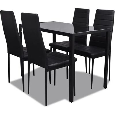 VidaXL Küchen-/Esszimmermöbelset - Modernes Glas-Tischset 4 Stühle VidaXL Küchen-/Esszimmermöbelset - Modernes Glas-Tischset 4 Stühle