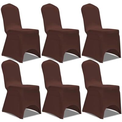 vidaXL 6er Stretch Stuhlhülle Braun - Stuhlhülle vidaXL 6er Stretch Stuhlhülle Braun - Stuhlhülle